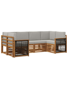 Set divano sezionale con cuscino 5 pcs Naturale e Grigio Chiaro