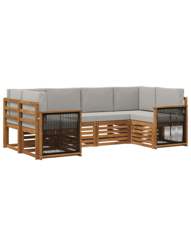 Set divano sezionale con cuscino 5 pcs Naturale e Grigio Chiaro