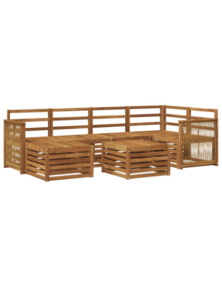 Set divano sezionale 6 pcs Naturale Legno di Acacia Massello