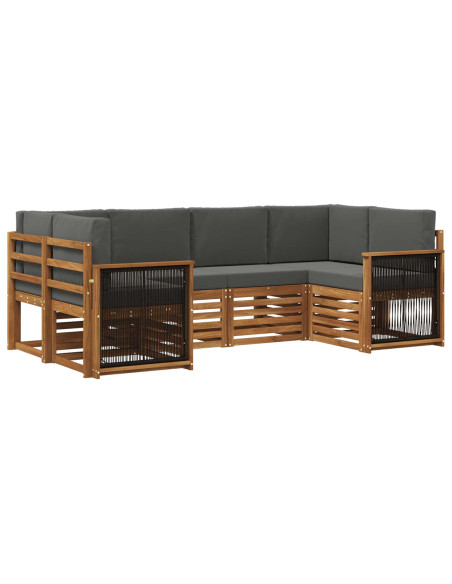 Set divano sezionale con cuscino 5 pcs Naturale e Antracite