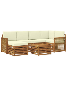 Set divano sezionale con cuscino 6 pcs Naturale e Crema
