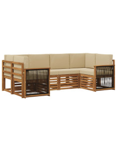 Set divano sezionale con cuscino 5 pcs Naturale