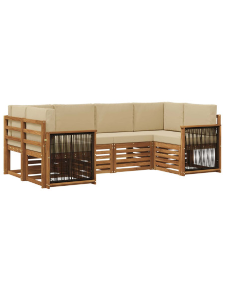 Set divano sezionale con cuscino 5 pcs Naturale