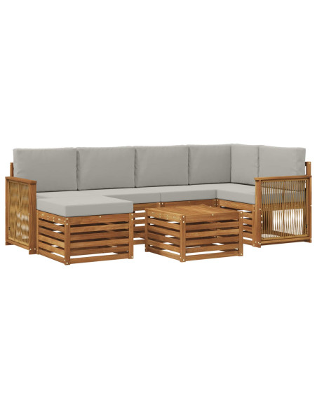 Set divano sezionale con cuscino 6 pcs Naturale e Grigio Chiaro