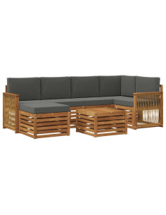 Set divano sezionale con cuscino 6 pcs Naturale e Antracite