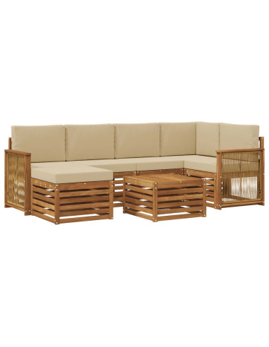 Set divano sezionale con cuscino 6 pcs Naturale