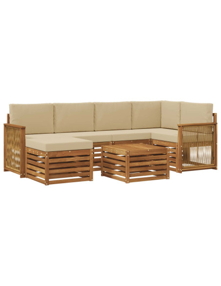 Set divano sezionale con cuscino 6 pcs Naturale