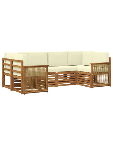 Set divano sezionale con cuscino 5 pcs Naturale e Crema