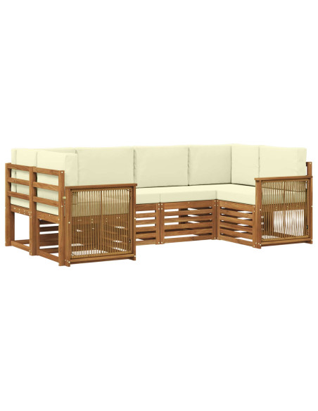 Set divano sezionale con cuscino 5 pcs Naturale e Crema