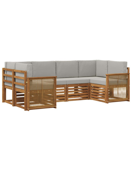 Set divano sezionale con cuscino 5 pcs Naturale e Grigio Chiaro