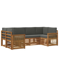 Set divano sezionale con cuscino 5 pcs Naturale e Antracite