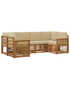 Set divano sezionale con cuscino 5 pcs Naturale