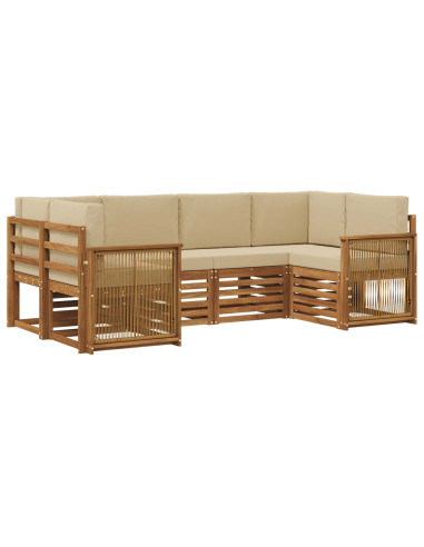 Set divano sezionale con cuscino 5 pcs Naturale