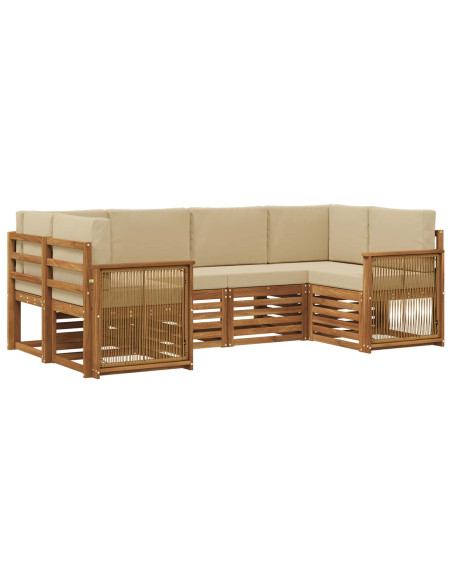 Set divano sezionale con cuscino 5 pcs Naturale