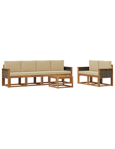 Set di divani da esterno con cuscino 6 pcs Naturale