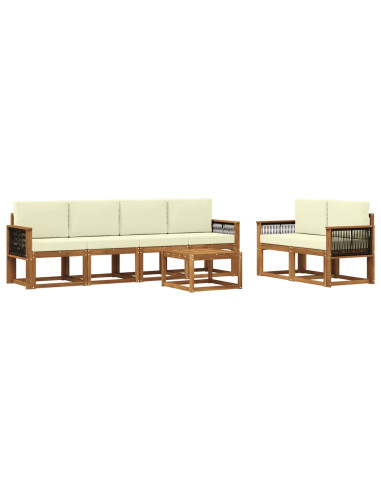 Set di divani da esterno con cuscino 6 pcs Naturale e Crema