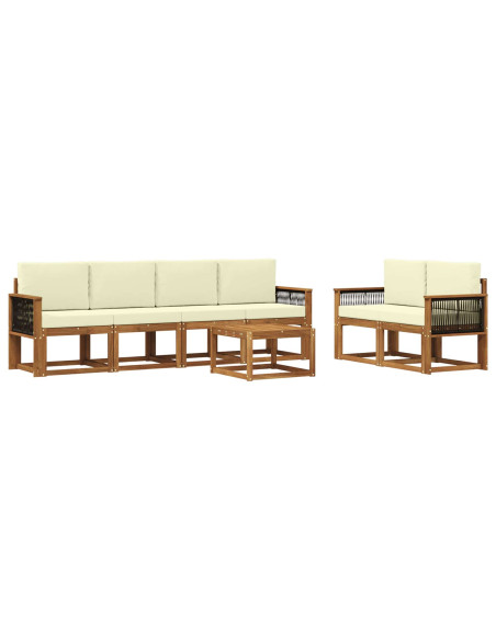 Set di divani da esterno con cuscino 6 pcs Naturale e Crema