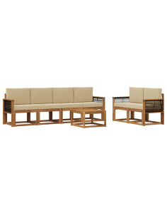 Set di divani da esterno con cuscino 6 pcs Naturale