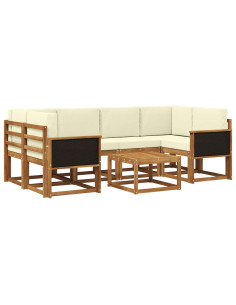 Set di divani da esterno con cuscino 5 pcs Naturale e Crema