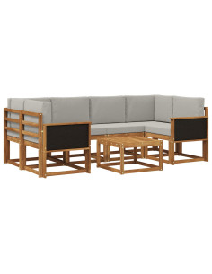 Set di divani da esterno 5 pcs Naturale e Grigio Chiaro