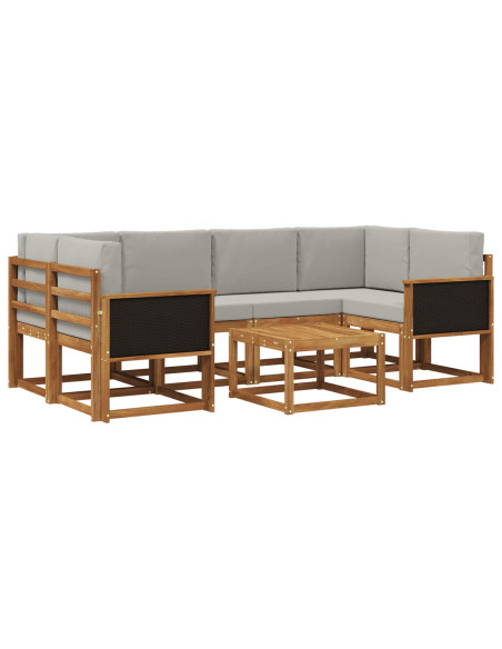 Set di divani da esterno 5 pcs Naturale e Grigio Chiaro