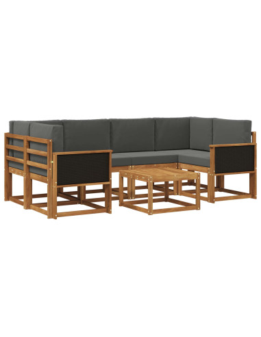 Set di divani da esterno con cuscino 5 pcs Naturale e Antracite