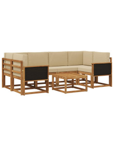 Set di divani da esterno con cuscino 5 pcs Naturale