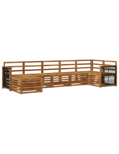 Set divano sezionale 6 pcs Naturale Legno di Acacia Massello