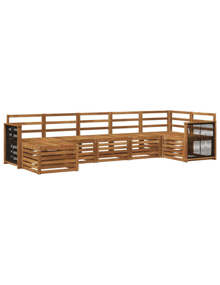 Set divano sezionale 6 pcs Naturale Legno di Acacia Massello
