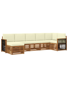 Set divano sezionale con cuscino 6 pcs Naturale e Crema