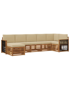 Set divano sezionale con cuscino 6 pcs Naturale