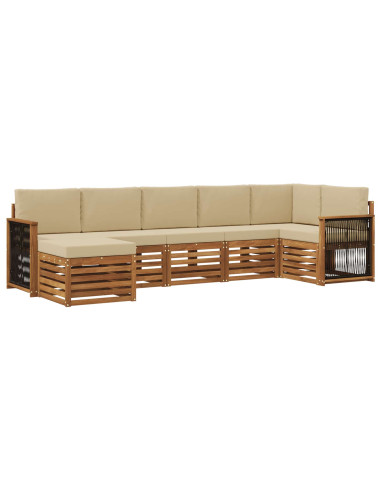 Set divano sezionale con cuscino 6 pcs Naturale