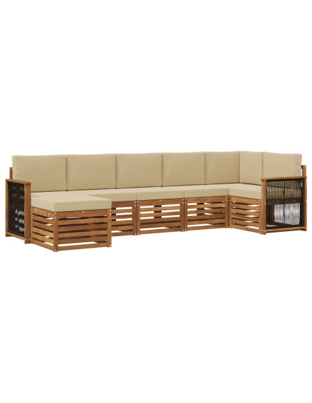 Set divano sezionale con cuscino 6 pcs Naturale