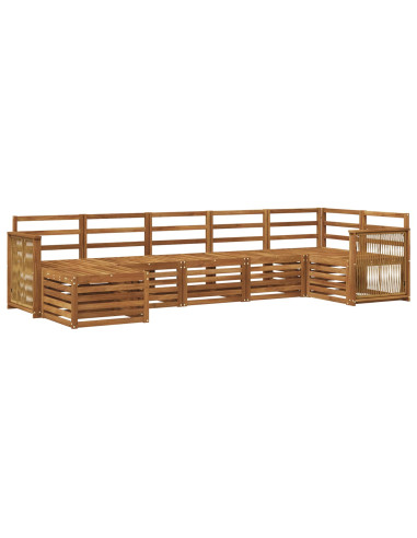 Set divano sezionale 6 pcs Naturale Legno di Acacia Massello