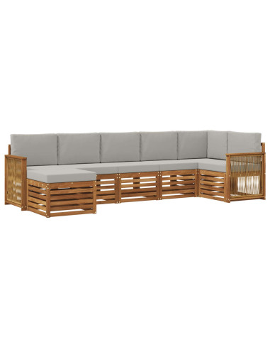 Set divano sezionale con cuscino 6 pcs Naturale e Grigio Chiaro