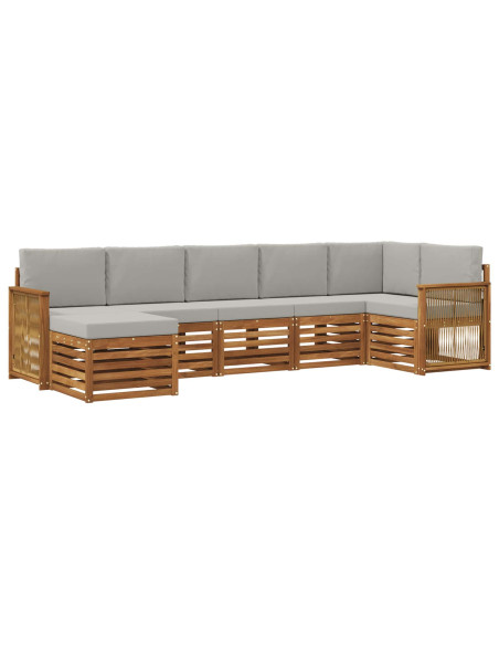Set divano sezionale con cuscino 6 pcs Naturale e Grigio Chiaro
