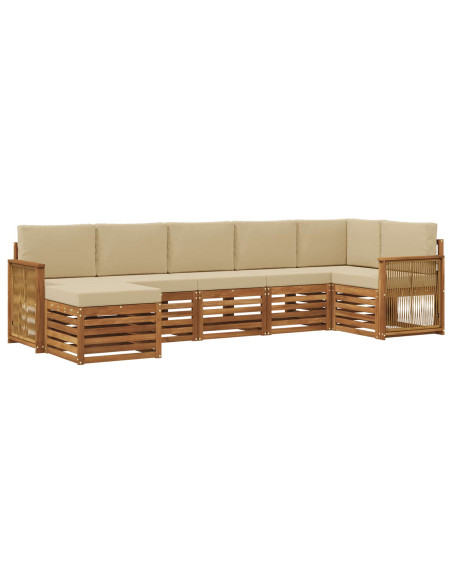Set divano sezionale con cuscino 6 pcs Naturale