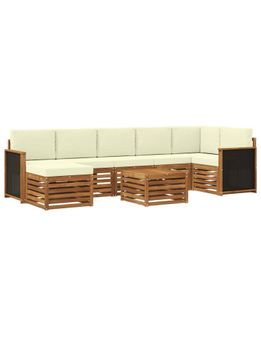 Set di divani da esterno con cuscino 7 pcs Naturale e Crema