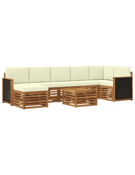 Set di divani da esterno con cuscino 7 pcs Naturale e Crema