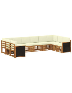 Set divano sezionale con cuscino 7 pcs Naturale e Crema