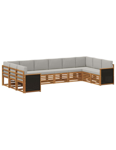 Set divano sezionale con cuscino 7 pcs Naturale e Grigio Chiaro