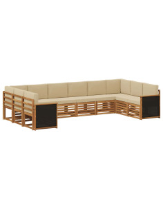 Set divano sezionale con cuscino 7 pcs Naturale
