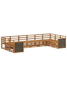 Set divano sezionale 7 pcs Naturale Legno di Acacia Massello