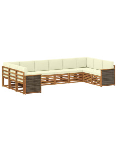 Set divano sezionale con cuscino 7 pcs Naturale e Crema