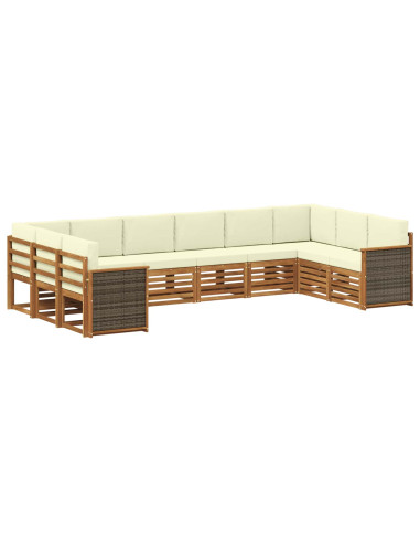 Set divano sezionale con cuscino 7 pcs Naturale e Crema