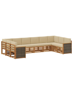 Set divano sezionale con cuscino 7 pcs Naturale