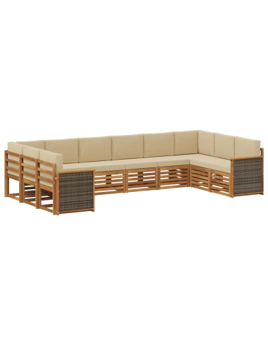 Set divano sezionale con cuscino 7 pcs Naturale
