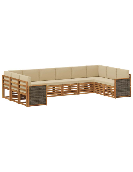 Set divano sezionale con cuscino 7 pcs Naturale