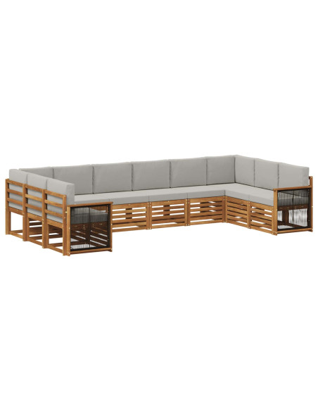 Set divano sezionale con cuscino 7 pcs Naturale e Grigio Chiaro