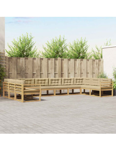 Set di divani da esterno con cuscino 10 pcs Bianco e Beige 2